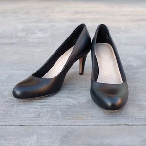 Black Leather Clarks Heels